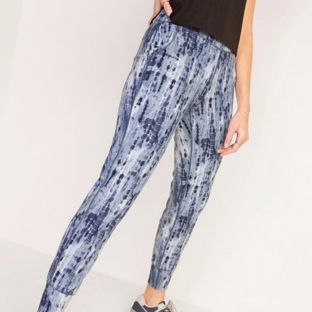 Old Navy Powersoft High rise jogger Leggings Navy tonal tie dye M